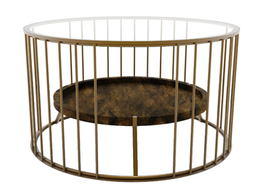 CAGE 05 DOUBLE - Low round brass coffee table by Il Bronzetto - view 2